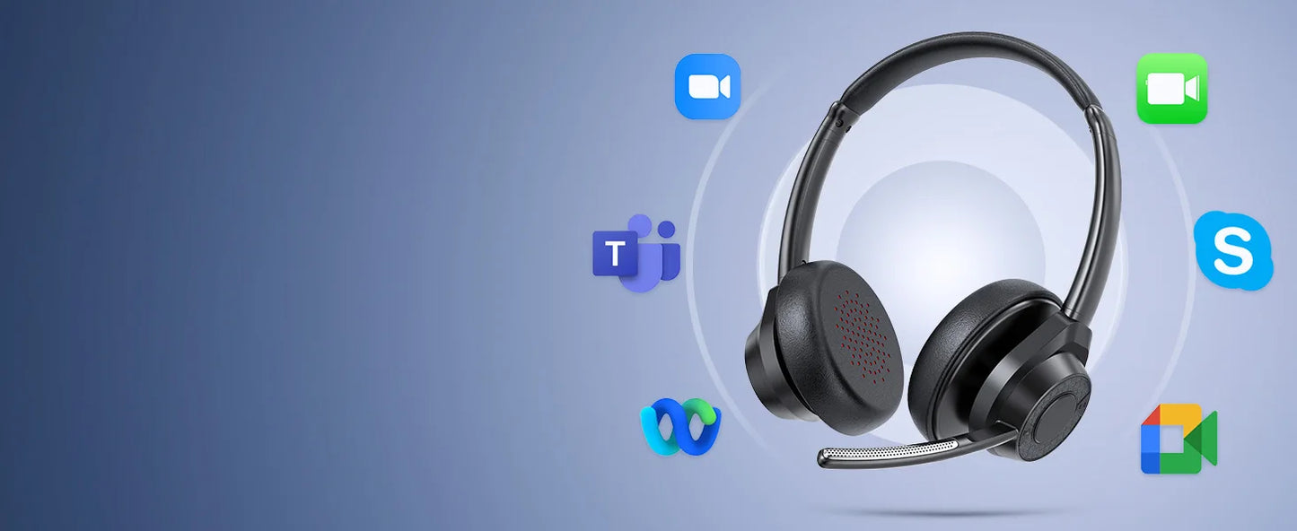 Bluetooth Headset V5.4 Wireless Headphones with Mic, Noise Cancelling Bluetooth Headset for Work, Office Calls, Zoom Meetings, Laptop & Mobile