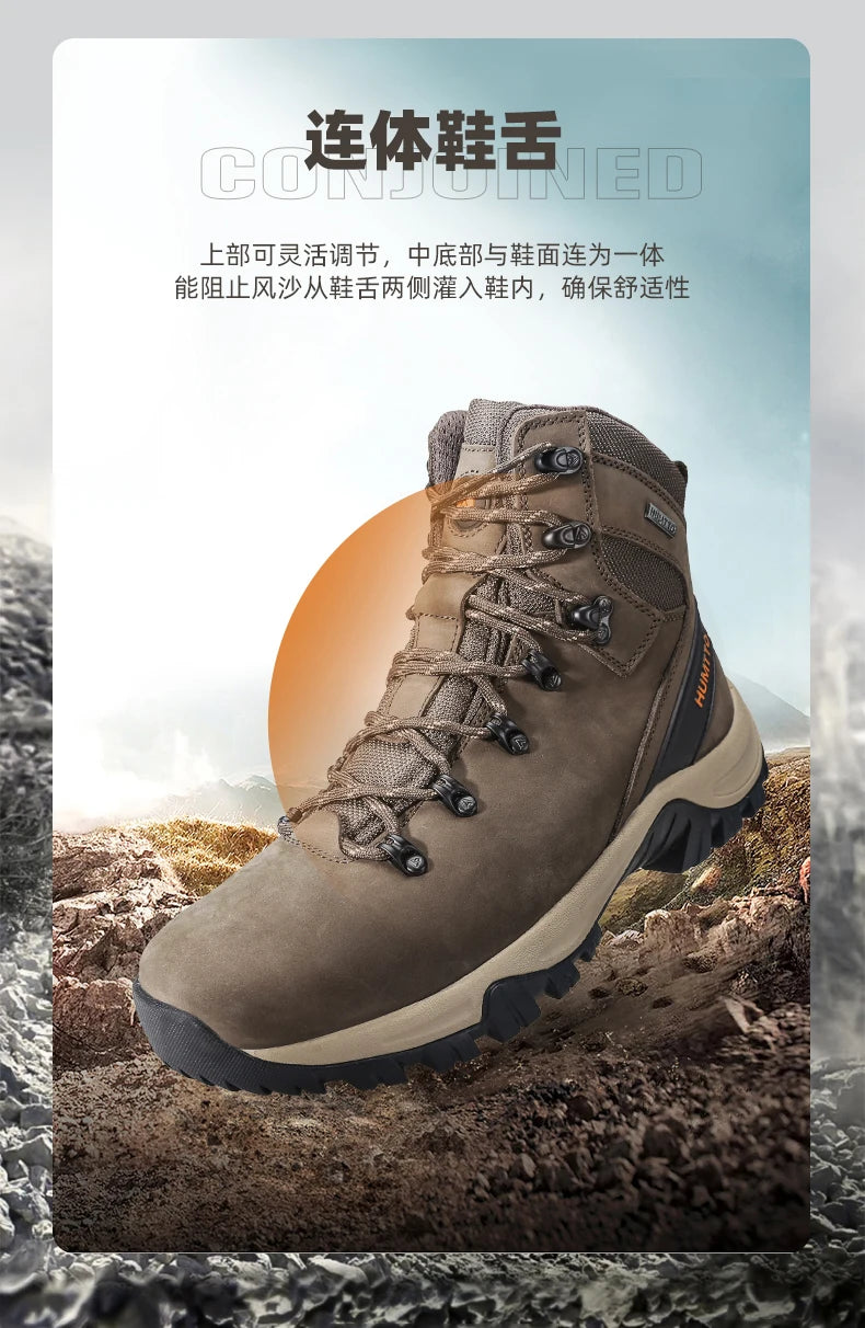 HUMTTO Hiking Shoes Men's Waterproof Hunting Boots Tactical Desert Combat Ankle Trekking Boots Male Women Warm Leather Sneakers