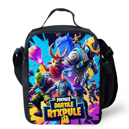Cartoon FORTNITE Insulated Cooler Lunch Bag, Cute Portable Lightweight Picnic Bag for Boys & Girls Ages 5-10, Kids Daily Food Bag