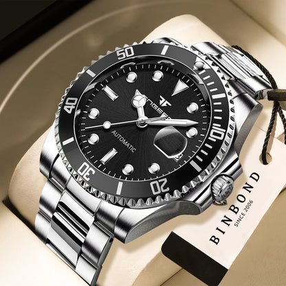 BINBOND mechanikus karórák férfiaknak: luxus, világító, vízálló, automata, tourbillon, csontvázszerkezetű