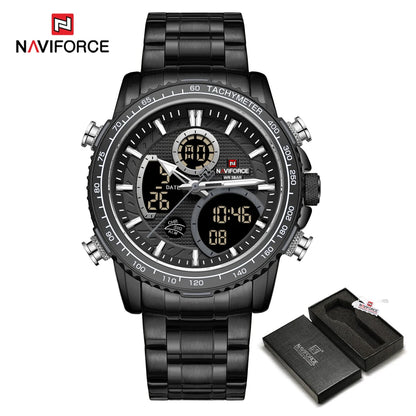 Orologio sportivo da uomo NAVIFORCE – Orologio da polso originale di lusso in acciaio inossidabile, modello militare impermeabile con doppio display