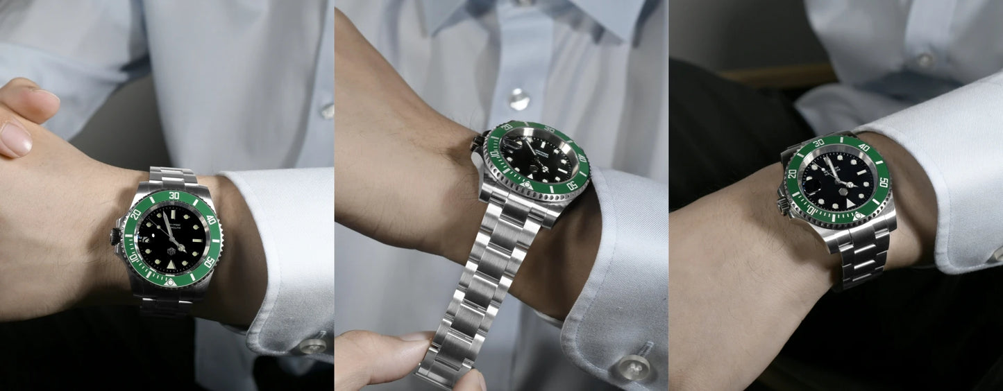 San Martin 40mm Water Ghost PT5000 Automatic Men Diving Watch Business Mechanical Sapphire Waterproof 20Bar Luxury BGW-9 SN0017D
