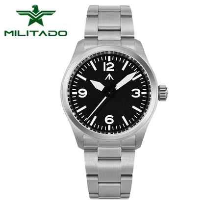 Militado ML08 V2 Vintage Quartz Watch Military VH31 Movement  Double Sapphire Crystal C3 BGW-9 Luminous Waterproof 38mm Watch