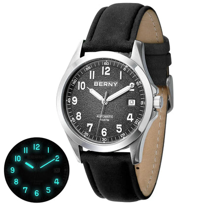 BERNY Automatic Watch Men ST2130 Luminous Mechanical Wristwatch Sapphire Waterproof 10ATM Top Brand Luxury Watch for Men