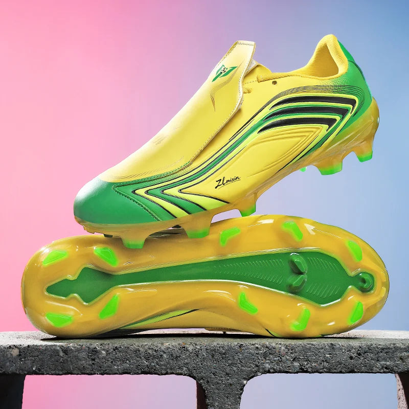 Chaussures de football à crampons longs FG pour hommes, modèle bas, antidérapantes, ultra-légères, pour entraînement et matchs sur gazon naturel en extérieur
