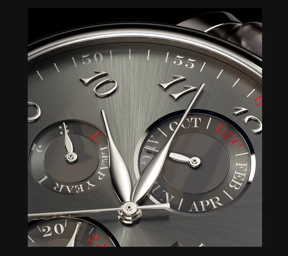 Reloj de lujo suizo LOBINNI para hombre, mecánico automático con calendario perpetuo, cristal de zafiro y multifunción L13019-8