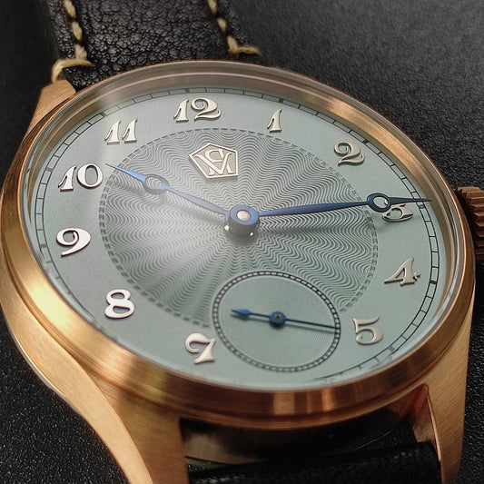40.5 Men's Manual Mechanical Watch Tin Bronze Guilloché Surface Three-Dimensional Silver Nail Roasted Blue Needle Seagull ST3621