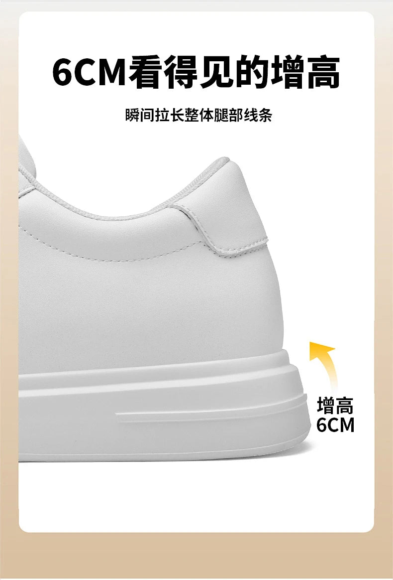 New Men's Sneakers Elevator Shoes Height Increasing Insole 6-10CM High Heels Leather Sport Shoes Men's Shoes