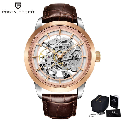 PAGANI DESIGN New Skeleton Men's Mechanical Watches Top Luxury Automatic Watch Men Blue Leather Waterproof Wrist watch Men