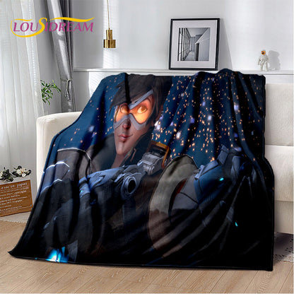 Overwatch Game Gamer D.Va Reaper Soft Plush Blanket, Flannel Blanket Throw Blanket for Living Room Bedroom Bed Sofa Picnic Kid 3D