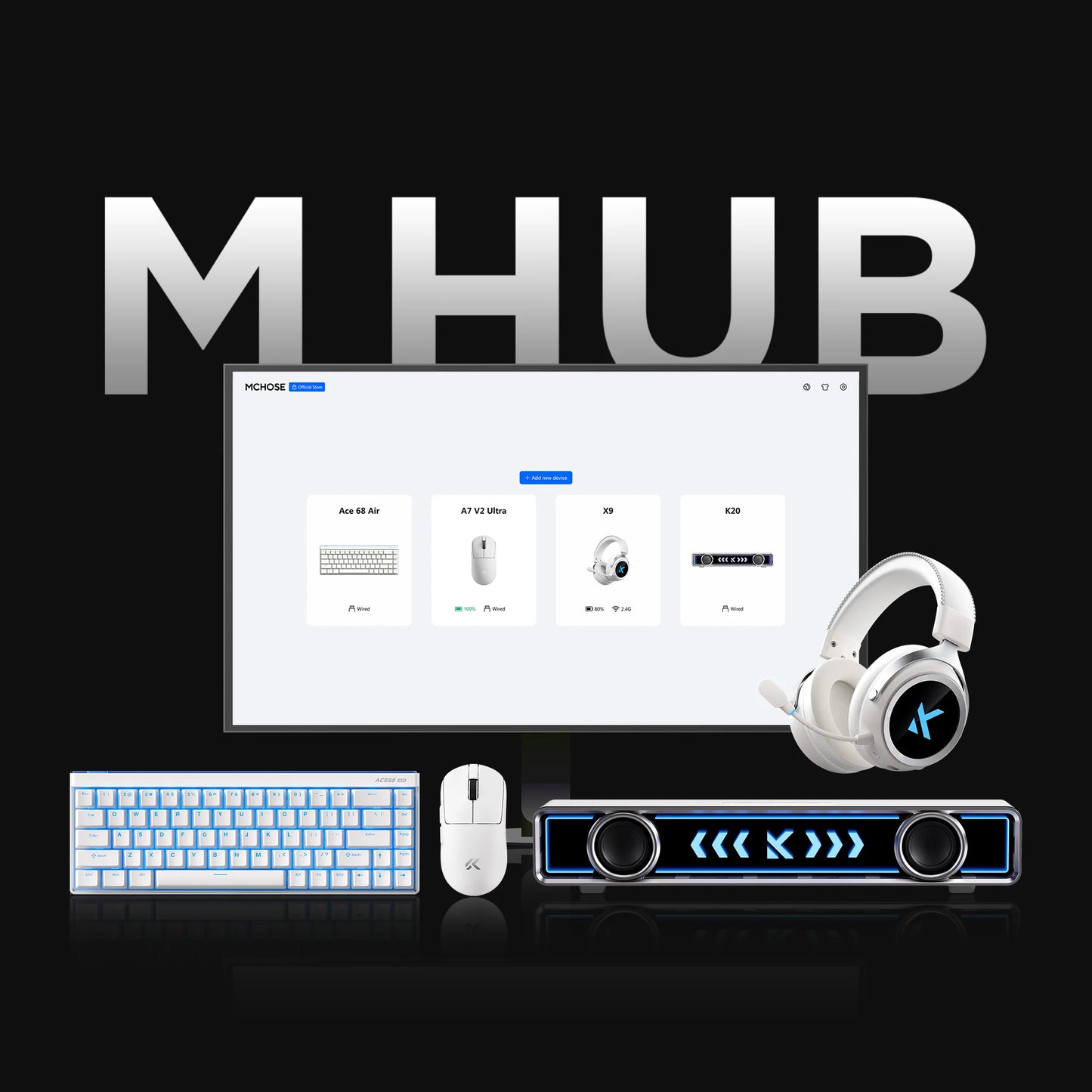 MCHOSE A7 V2 Rato Gaming Sem Fios Leve, Dupla Taxa de Polling de 8,000Hz, PAW3950 TI, Rato Gaming para Esports e Escritório