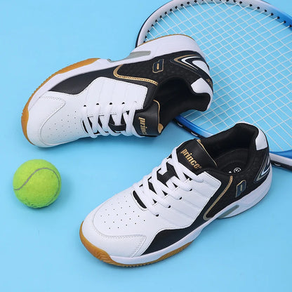 Professional Men Women Leather Badminton Shoes Couple Anti-Slip Training Sneakers Lightweight Tennis Shoes Volleyball Sport Shoes