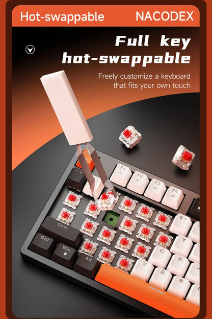 AJAZZ NK98 Wired Mechanical Keyboard: Full-Key Hot-Swap, 98-Key Layout for Precise Performance; Wired, Stable Control, Multi-System Compatibility; Windows Vista/XP/7/8/10/17, Mac: Wired connection for stable control and low latency
