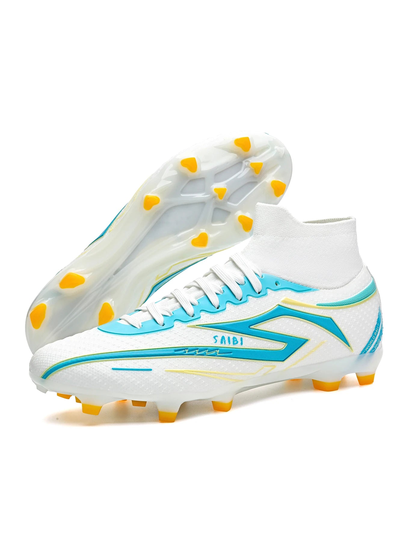 AG/FG Long Studs Soccer Shoes, PU Fabric Mixed Upper, TPU Sole Wear-Resistant Anti-Slip, Men Women Kids Youth Outdoor Sports