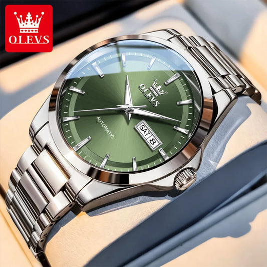 OLEVS 7090 Mens Watch Luxury Original Automatic Mechanical Watch Chronograph Week Date Watches For Man Waterproof Luminous