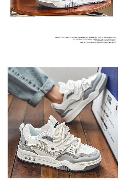 Zapatillas casual de malla para hombre, cómodas zapatillas de running masculinas con cordones, zapatos de skate con plataforma para hombre, zapatillas deportivas para estudiantes
