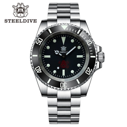 STEELDIVE SD1954 Black Dial 41MM Stainless Steel NH35 Automatic Movement What Ghost Mens 300M Dive Watch  Sapphire Glass
