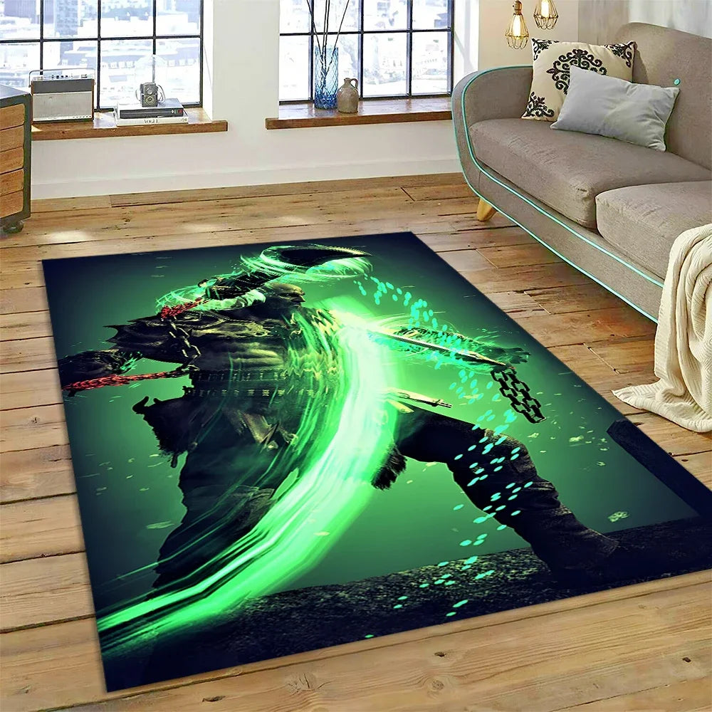 God of War Games Kratos Cartoon 3D Carpet Rug for Bedroom Living Room Home Sofa Decoration,Children Game Large Decor Floor Mat
