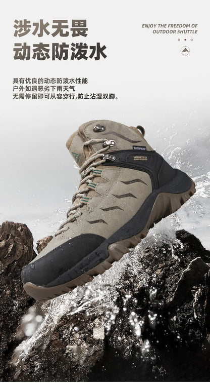 HUMTTO Hiking Shoes Men's Waterproof Hunting Boots Tactical Desert Combat Ankle Trekking Boots Male Women Warm Leather Sneakers