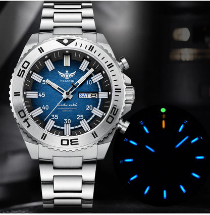 Yelang Watches V1035 44mm Men's Diving Watch Human Kinetic Energy Watch 100m Waterproof Watches Luminous Japan PX83 Sapphire