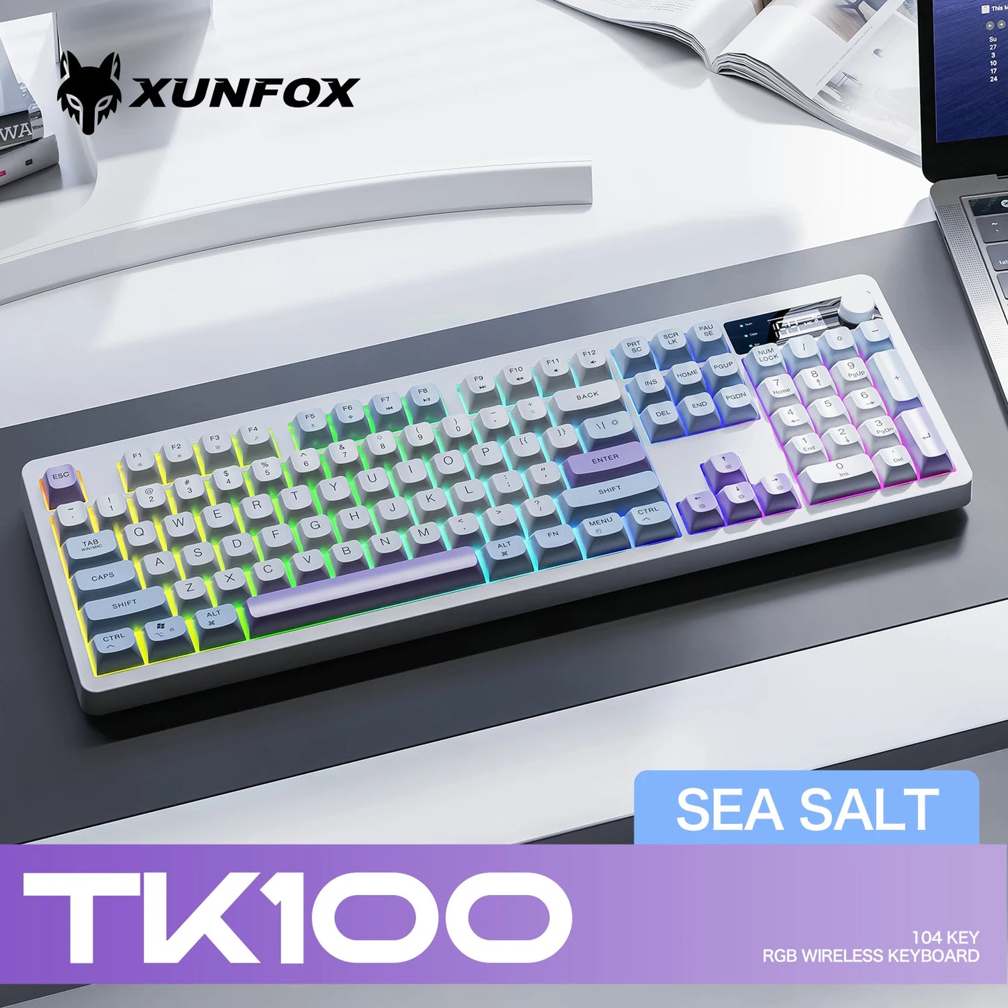 Teclado XUNFOX TK100 inalámbrico 2.4 Bluetooth de doble modo para gaming, silencioso, oficina y portátil, universal