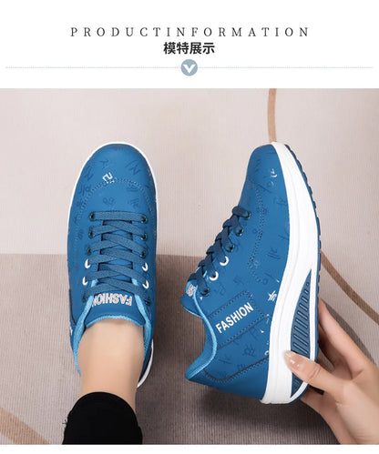 Zapatillas casuales de mujer para exterior con suela gruesa, plataforma de moda, talla grande 42, suela plana, para caminar, deporte, caminatas y running