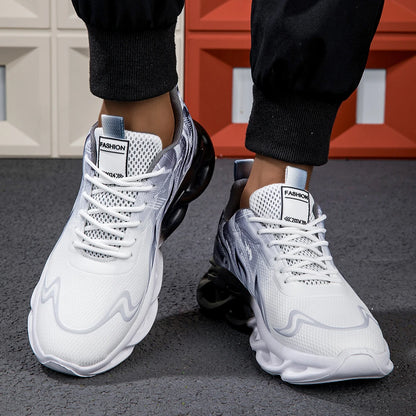 Fashion Gradient Women and Men Sneakers Weave Cushion Sole Sports Casual Shoes For Unisex Lace Up Lightweight Breathable Shoes