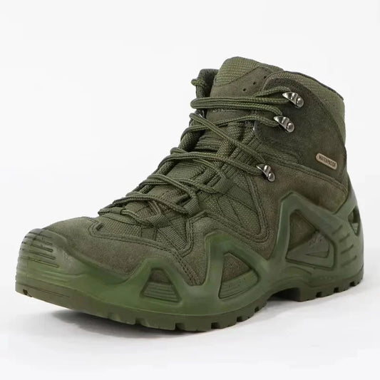 Lynjacye Mid Cut Green Combat Boots Men Women Size 39-46 Outdoor CS Training Hiking Shoes Desert Ankle Climbing Bota Masculina