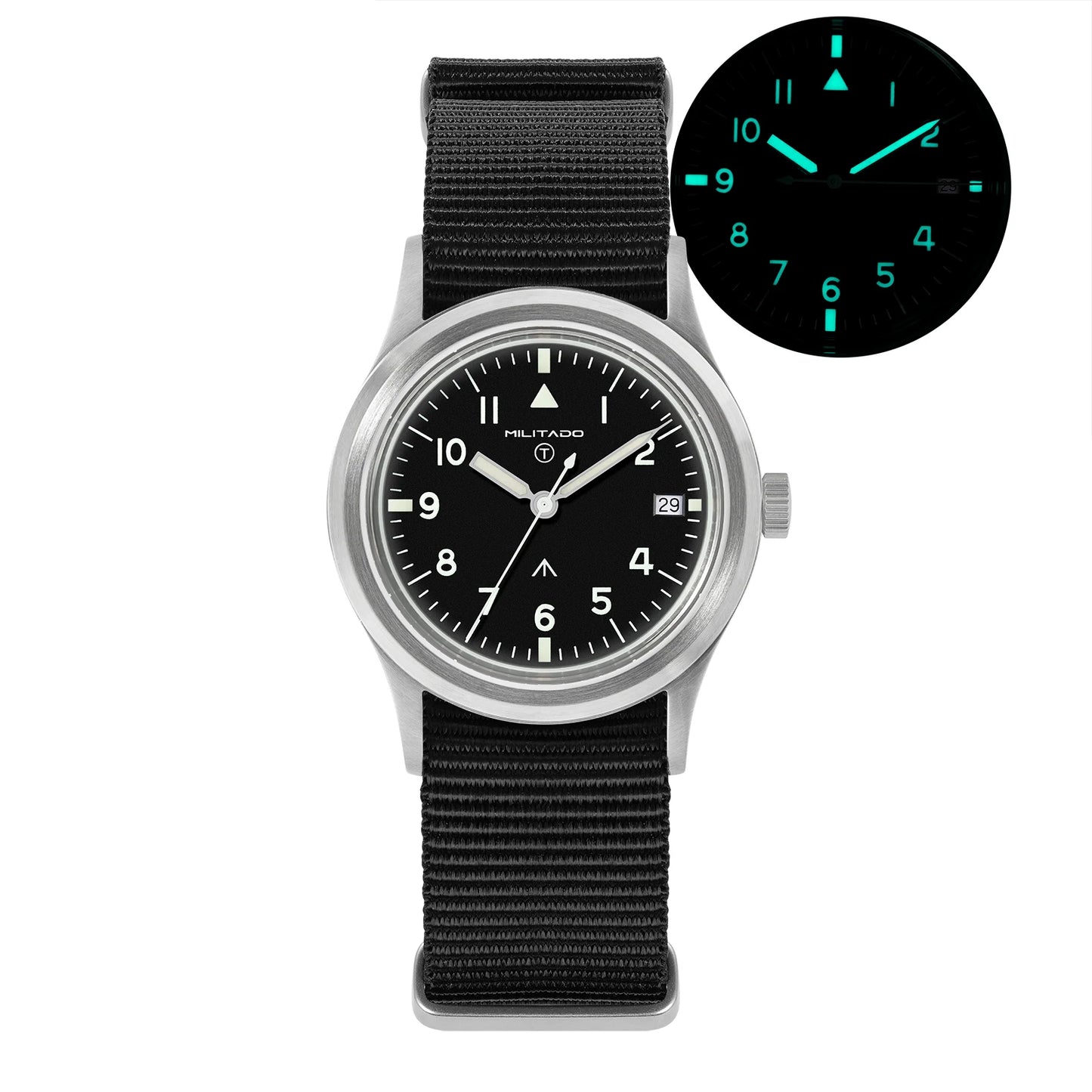 Militado ML14 Quartz Watch Cream Dial VH31/VH65 Sweep Movement Bubble K1/ Sapphire Luminous 36Mm Vintage Watches 100M Waterproof