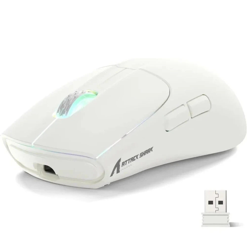 Mouse gaming wireless ATTACK SHARK X5 leggero con connessione tri-mode 2.4GHz/cablata/Bluetooth, RGB e macro