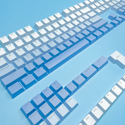 Keycap RGB gamer retroilluminati a gradiente per tastiera meccanica con switch MX, profilo OEM, PBT bianco e blu, layout ISO, tasti fai da te