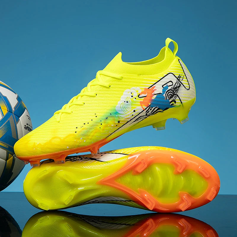 New Men Football Boots Cleats Non-Slip Match Ultralight Soccer FG Training Shoes Soccer Shoes Long Spikes Outdoor Drop Shipping.