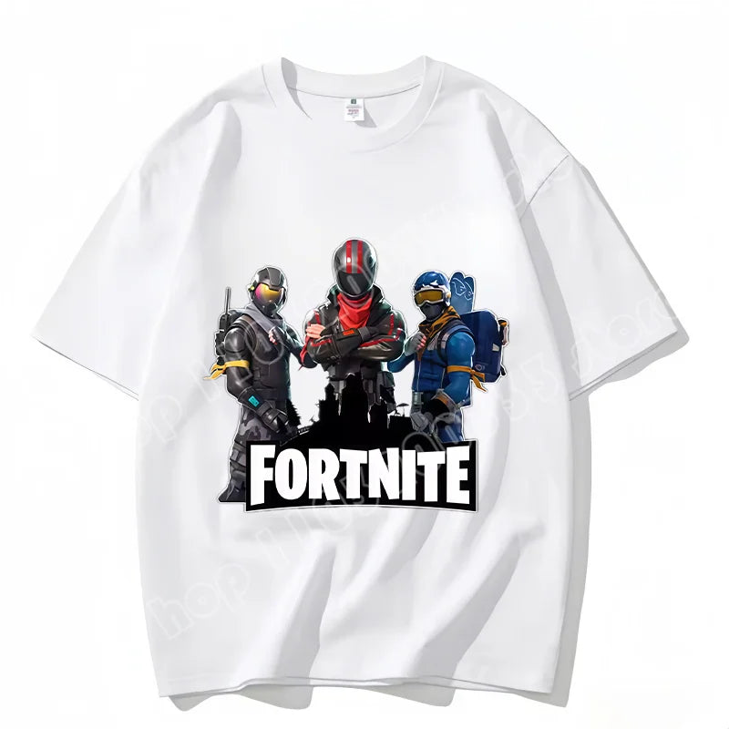 T-shirt Fortnite de gola redonda, unissexo para adulto, moda de dança do jogo, novo, em algodão puro, manga curta, perfeito para uso casual e férias