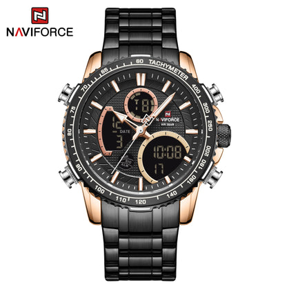 Orologio sportivo da uomo NAVIFORCE – Orologio da polso originale di lusso in acciaio inossidabile, modello militare impermeabile con doppio display