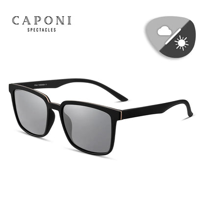CAPONI Men's Sunglasses Polarized Classic Design Eyewear Protect Eyes Black Shades For Male Outdoor Driving Sun Glasses CP6199