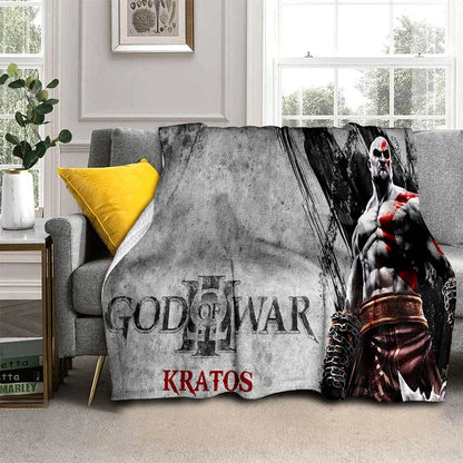 3D God of War Games Gamer Kratos HD Blanket,Soft Throw Blanket for Home Bedroom Bed Sofa Picnic Travel Office Cover Blanket Kids