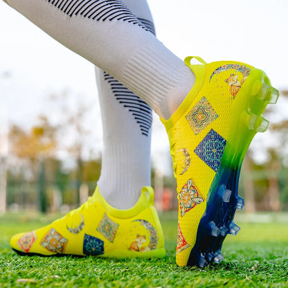Chuteiras Profissionais Resistentes ao Desgaste para Relvado, Multicoloridas, com Forte Aderência e Excelente Equilíbrio, para Treino de Futebol ao Ar Livre no Verão