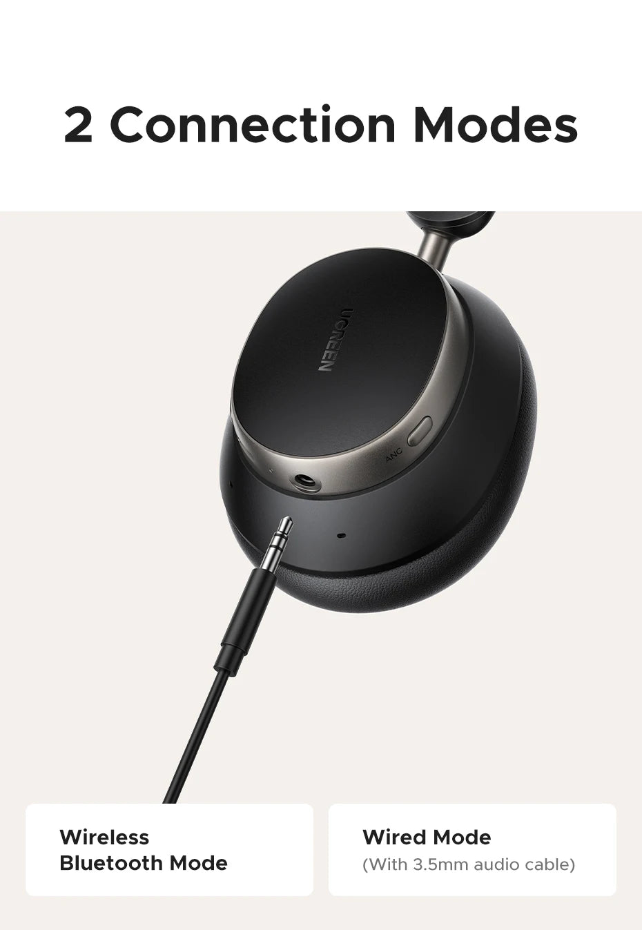 Auriculares inalámbricos UGREEN Studio Pro con ANC de 48dB – Auriculares circumaurales Bluetooth 6.0 Hi-Res LDAC con 120H de autonomía
