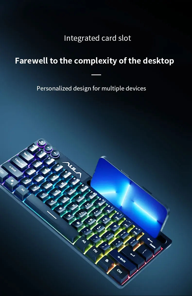 AULA F3061 Mechanical Touch Feel Keyboard 61 Keys Wired Mini Keyboard RGB Backlight Keyboard Desktop Laptop Game Keyboard