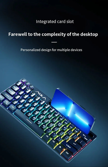 AULA F3061 Mechanical Touch Feel Keyboard 61 Keys Wired Mini Keyboard RGB Backlight Keyboard Desktop Laptop Game Keyboard
