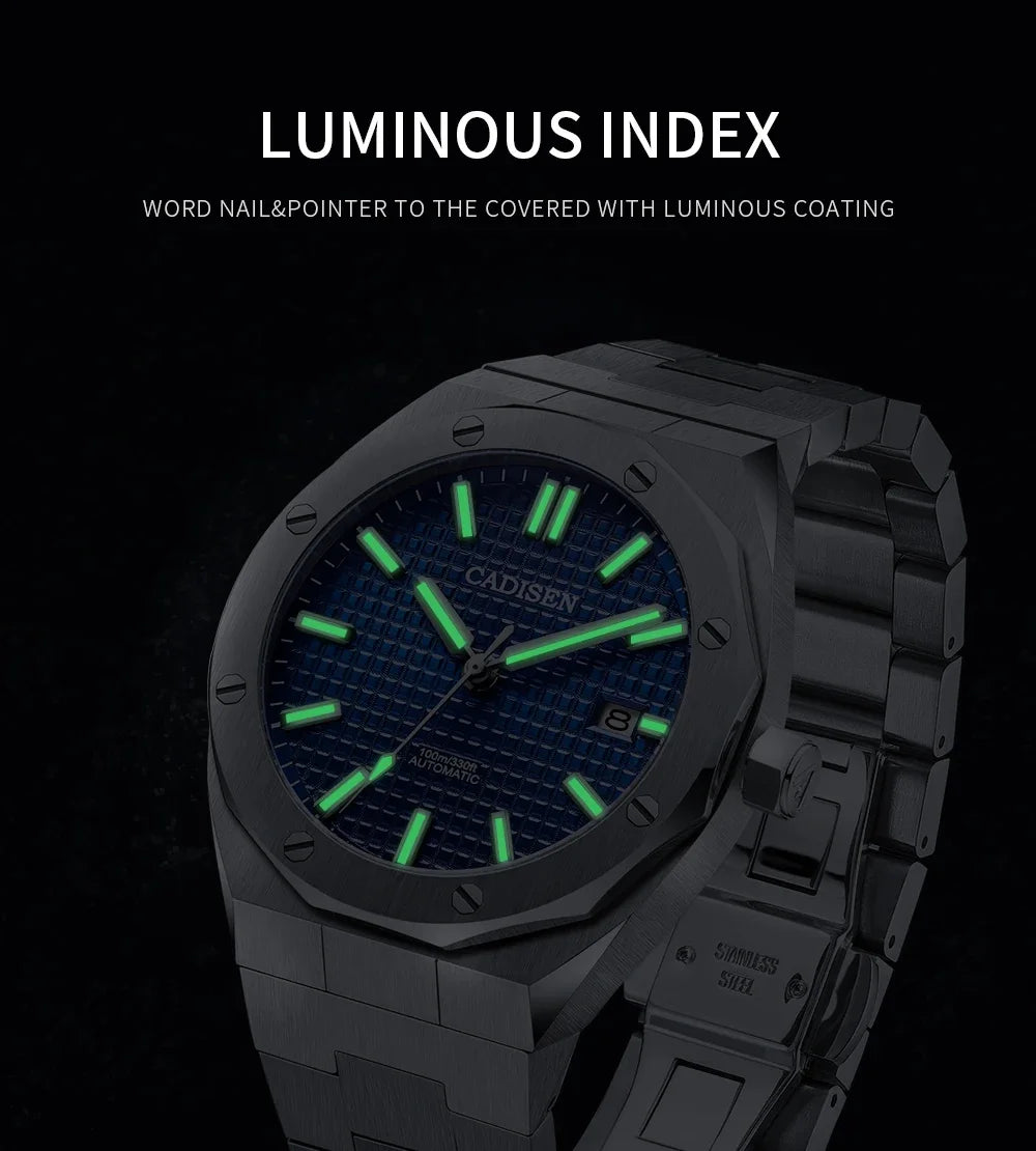 CADISEN Luxury Design 42MM Men Watches Japan MIYOTA 8215 Sapphire Glass Mechanical Automatic Watch Men 100M Waterproof