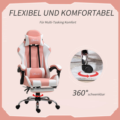 Ergonomic Gaming Chair with Footrest, Massage Lumbar Support, Headrest, Adjustable Swivel Computer Office Chair for Gaming & Work