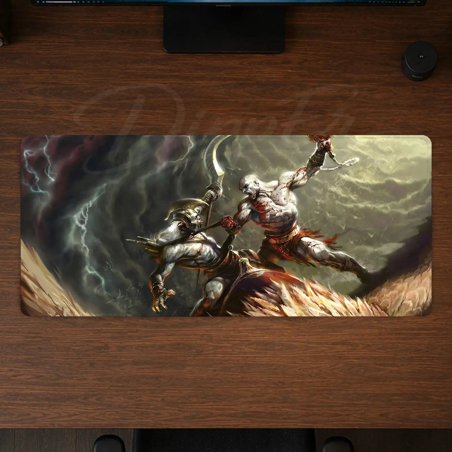 God of War Mouse Pad Gaming office Desk Mat Non-slip Large Mousepad DIY Keyboard Pad stitched edge rubber base