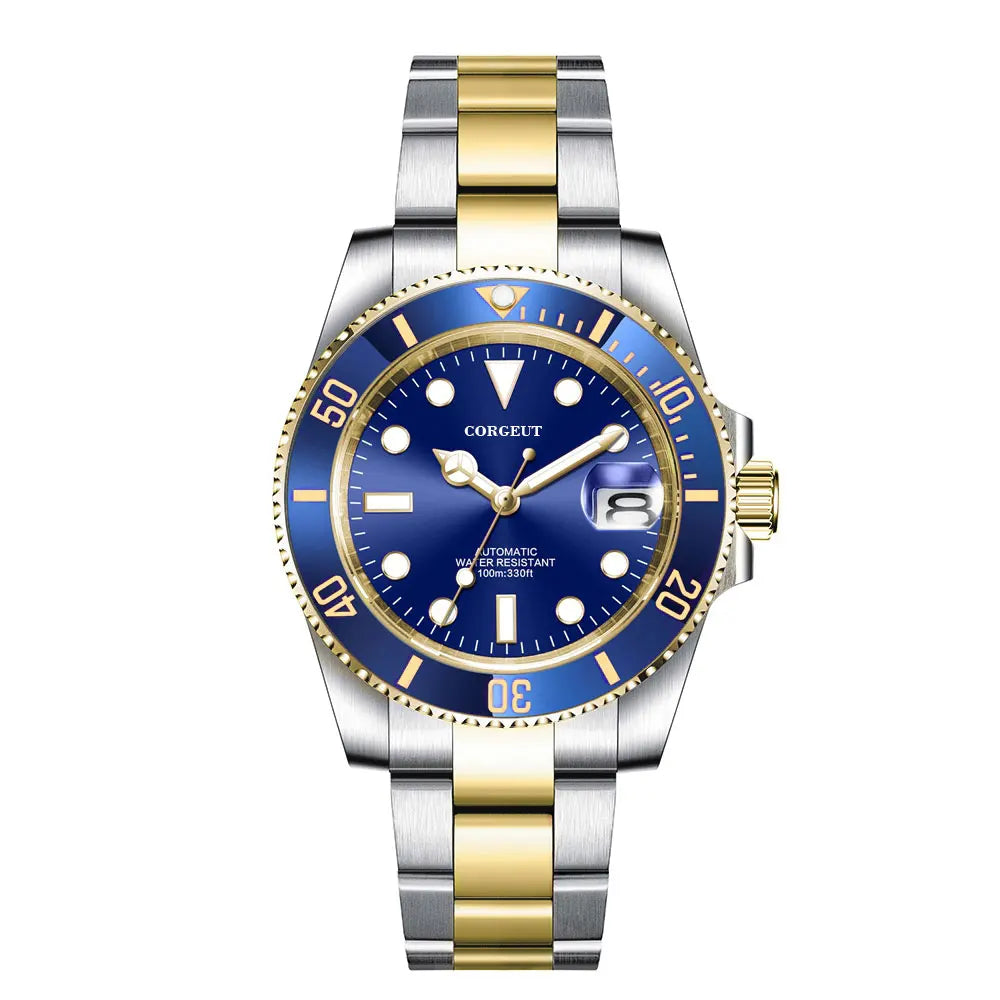 Custom logo NH35 MIYOTA 8215 Automatic Men Watch Luxury Diver Two Tone Gold 316L Stainless Steel Sapphire 10ATM Sterile  Sunburs