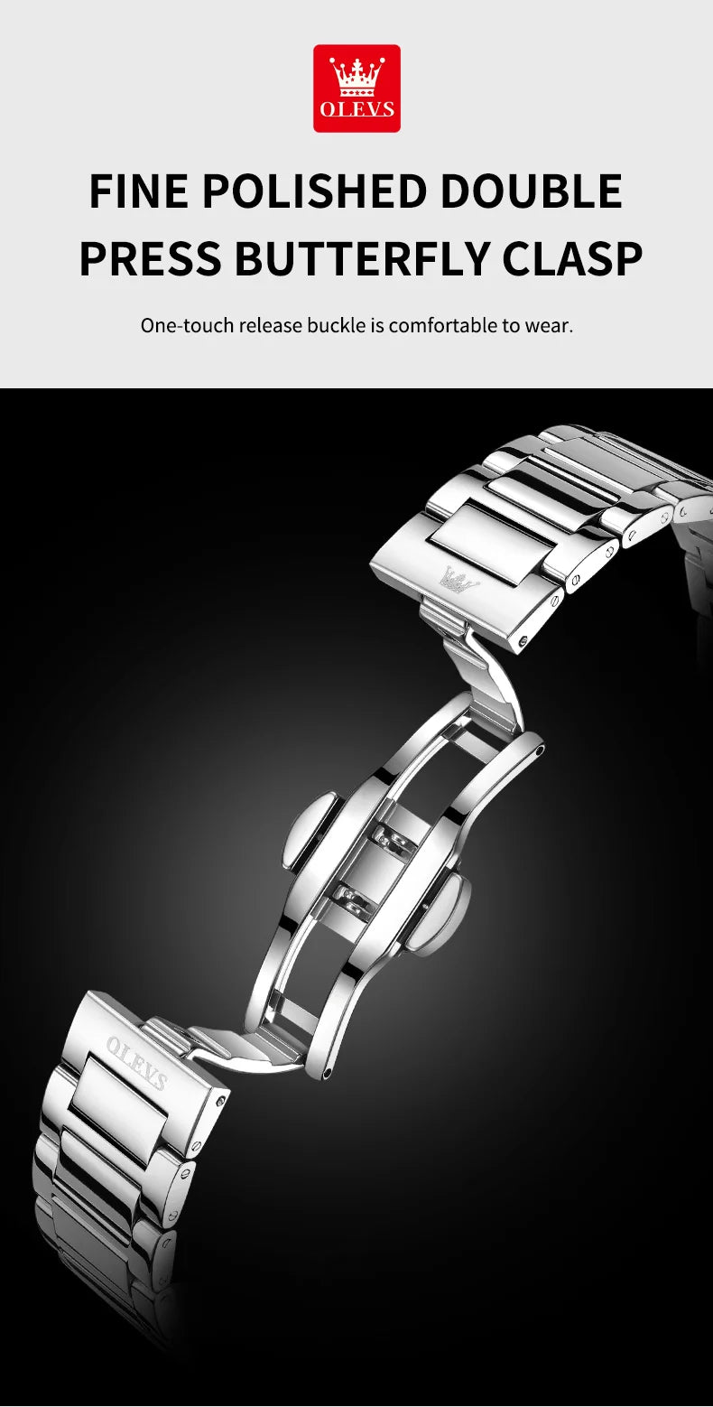 OLEVS 7090 Mens Watch Luxury Original Automatic Mechanical Watch Chronograph Week Date Watches For Man Waterproof Luminous
