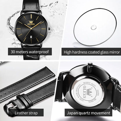 OLEVS 5869 Men's Watch Japan Quartz Movement Thin Case Fashion Waterproof Watch For Men Calendar Simple Original Male Wristwatch