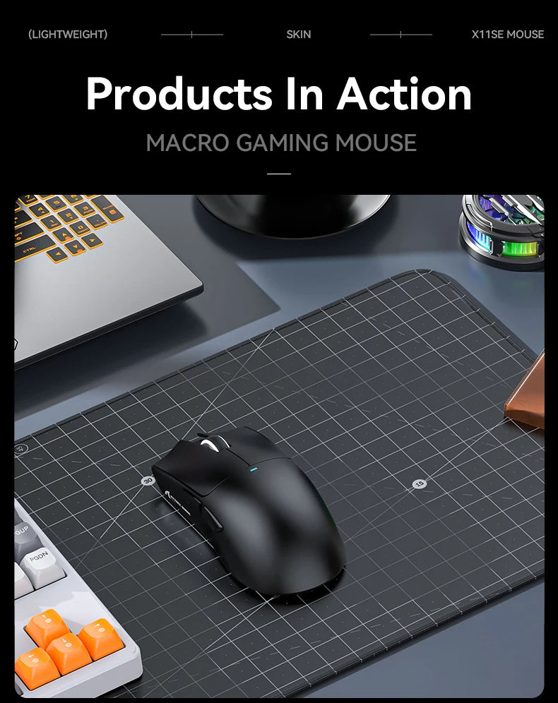 Mouse da gaming wireless ATTACK SHARK X11SE, tri-mode, ultraleggero 63g con sensore PAW3311, 22000 DPI, batteria 300mAh, doppio driver