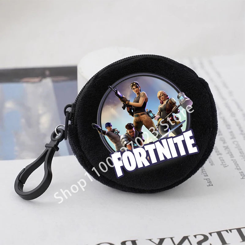 Fortnite Boys Girls Round Coin Purse Cute Fashion Cartoon Printing Large Capacity Cosmetic Bag Portable Handbag Birthday Gifts