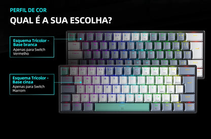 Teclado Mecânico Mini Machenike K500-B61 60% Layout ABNT2, Retroiluminação RGB, Hot-swappable, NKRO, Teclado Gaming com Fios para PC Gamer