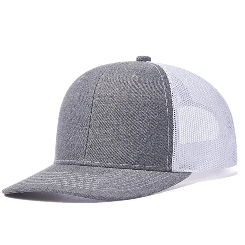 Unisex-Kappe mit leicht gebogener Krempe im Trucker-Stil – Freizeit- und Outdoor-Kappe für Damen und Herren, atmungsaktiv, für den Sommer